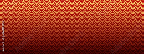 Red Chinese seamless pattern in oriental geometric traditional style. 3d festive ornament for lunar chinese new year decoration. white and golden abstract asian vector creative motif. Vintage tiger.