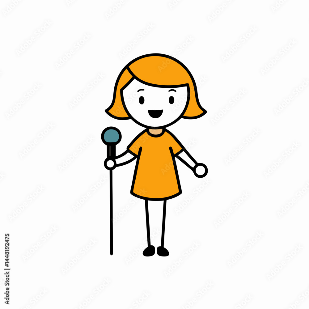 Girl holding a microphone, singing or speaking. Girl holding a microphone, singing or speaking.