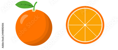 Orange fruit. Oranges that are segmented on a white background in a flat vector style