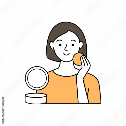 Woman applying a tinted moisturizer