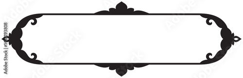 Black long horizontal vintage frame for blank space for text, name tag