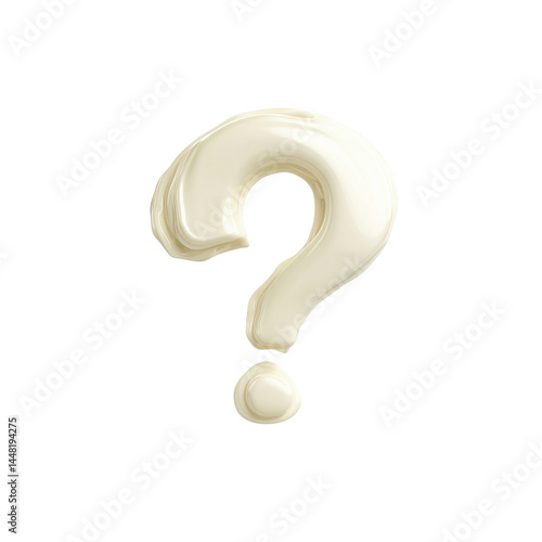 Creamy Question Mark 3D Render of a Whipped Cream or Yogurt Question Mark