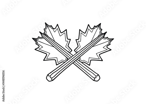 Silhouette of maple drumsticks isolated on a white background