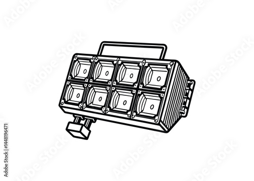 Silhouette of luxrite led flood lights isolated on a white background