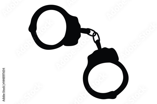 Handcuffs Silhouette Icon Clipart Isolated on White Background