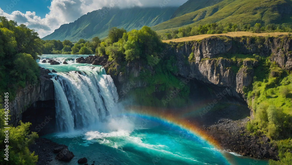 Naklejka premium Waterfall in the mountains