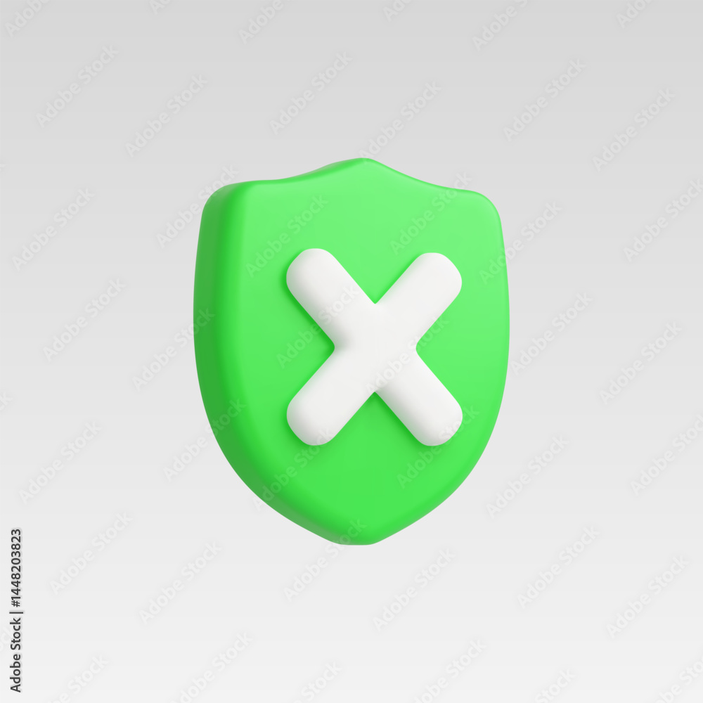 Obraz premium 3d Realistic Shield Close Security vector Illustration