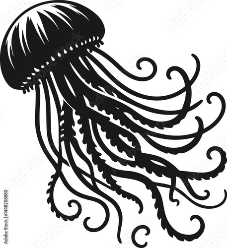 Vector silhouette of a jellyfish