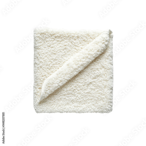 Soft Cream Sherpa Throw Blanket Folded on White Background