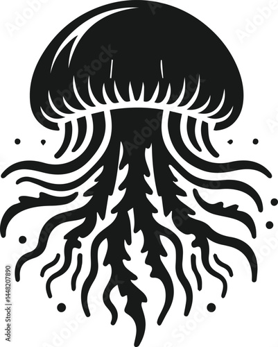Vector silhouette of a jellyfish