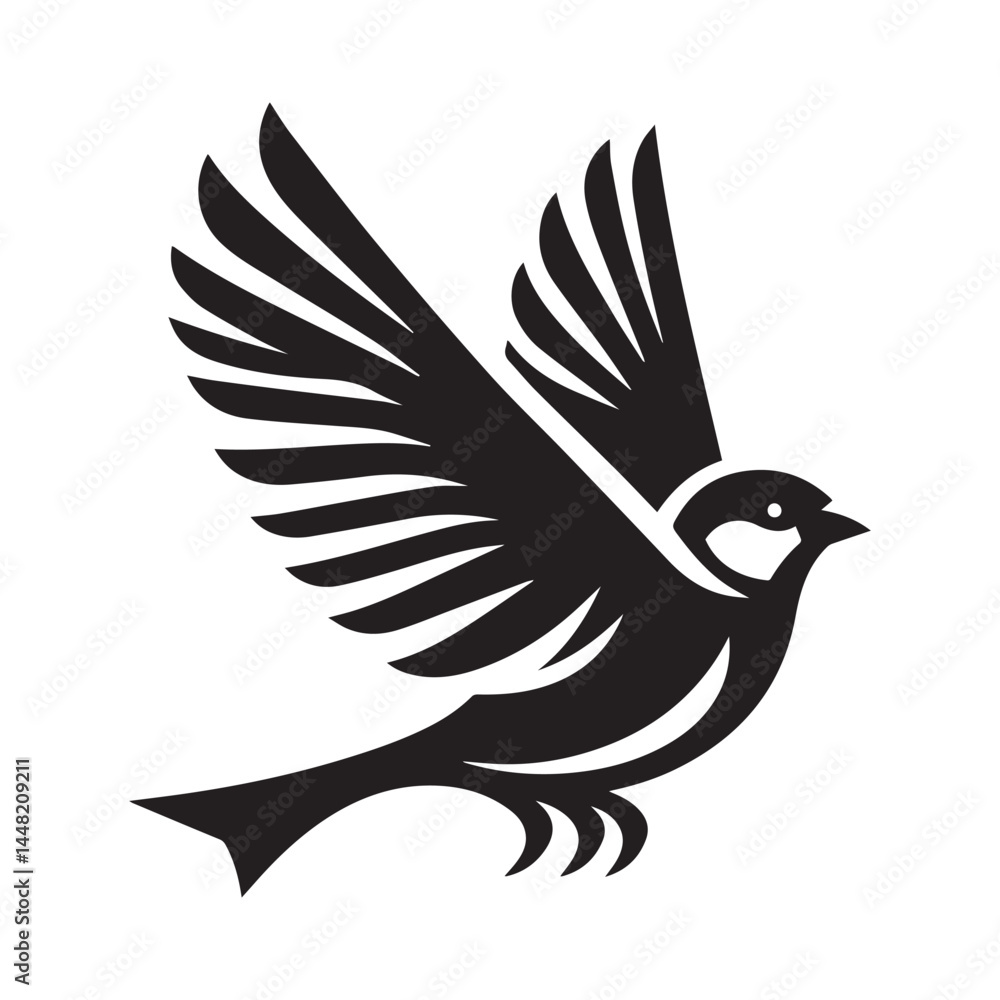 Obraz premium Sparrow birds icon black silhouette vector with white background