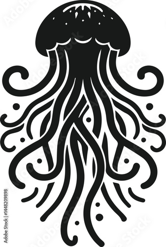 Vector silhouette of a jellyfish