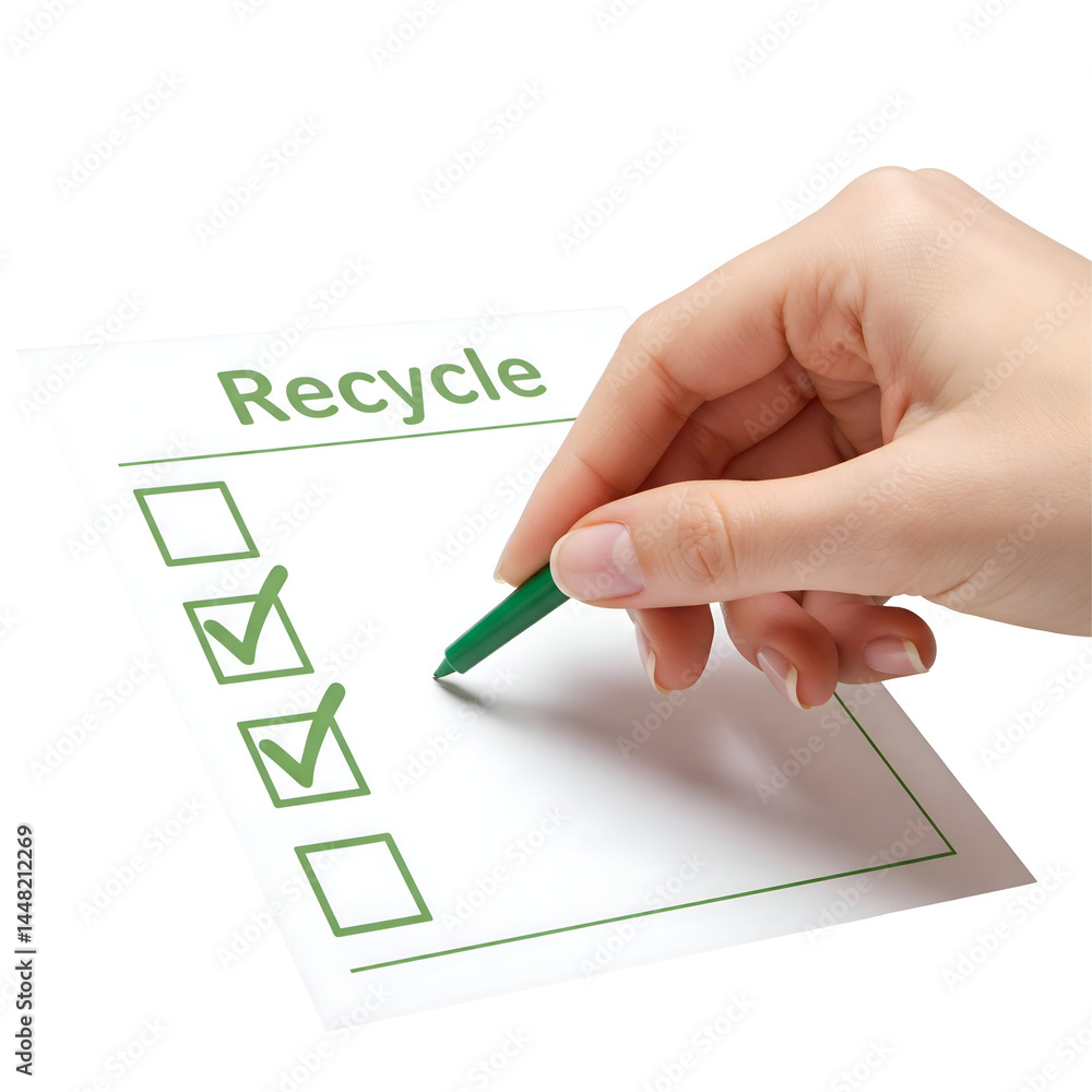 Fototapeta premium Recycle Checklist with Hand Marking Items