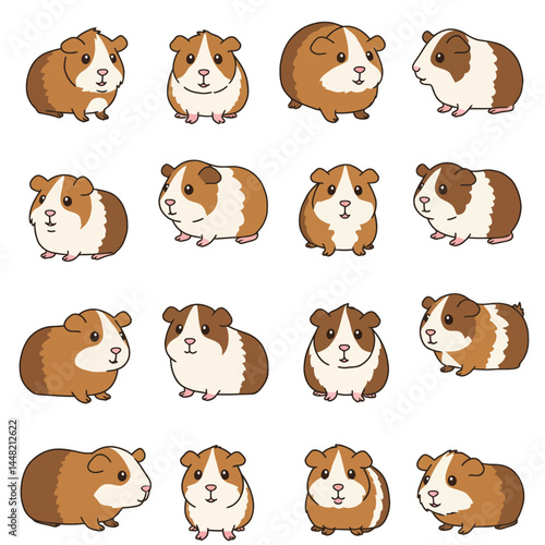 Cute Cartoon Guinea Pigs in a Repeating Pattern