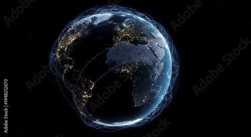 Global connectivity network over planet earth showing digital communication