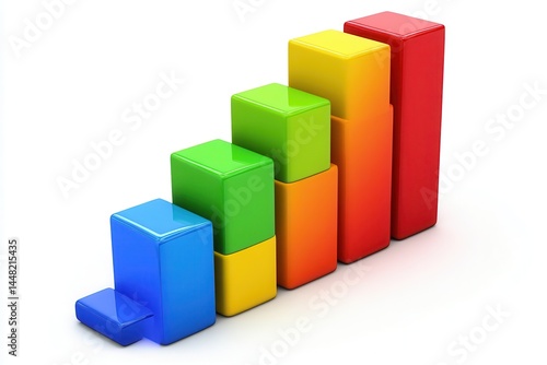 Free Download Colorful 3D bar graph representing data growth in a clean, modern setting - GFXLoad