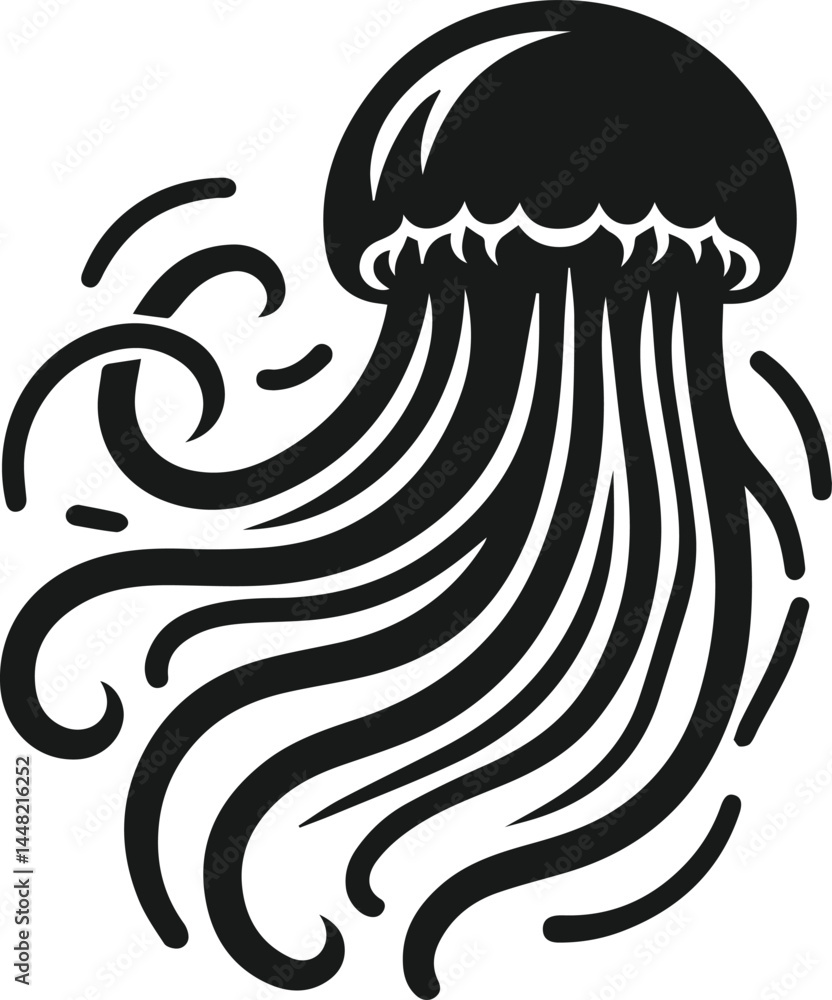 Naklejka premium Vector silhouette of a jellyfish