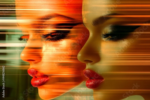 Psychotic episode. Distorted consciousness. Hallucination - due to extreme stress: abstract image of individual status. Metaphorical extreme stress feelings of a mental illusion. Blurry vis.