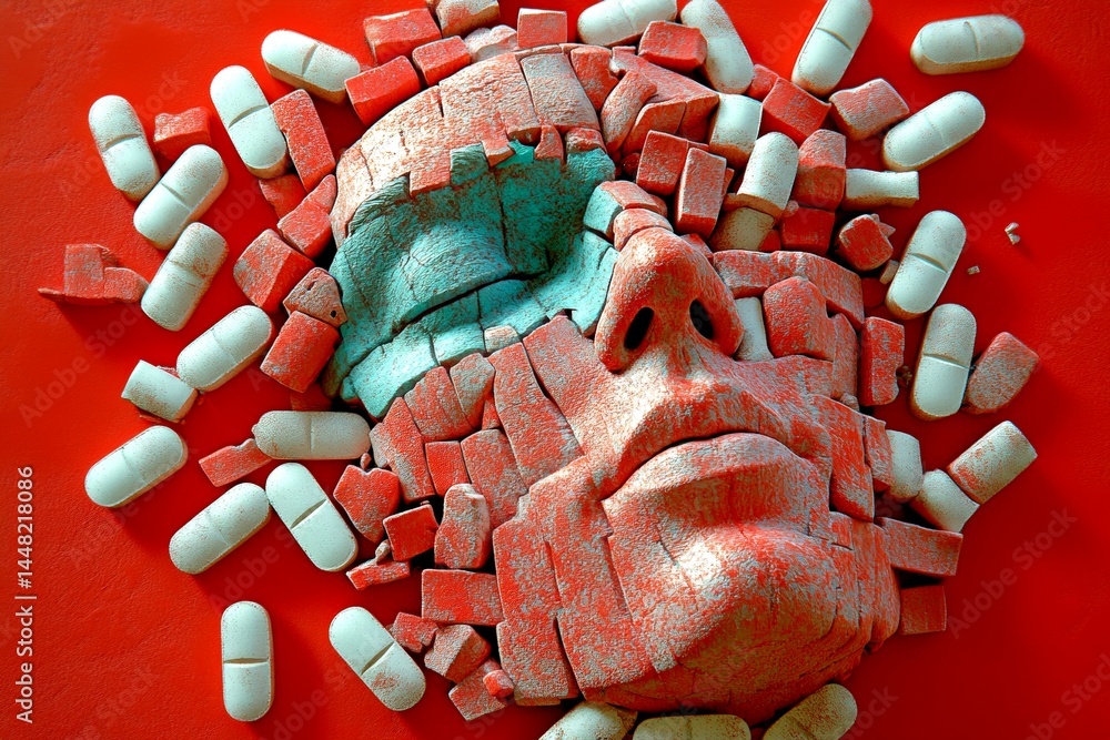 Fighting illness. Pain concept. Pain of disorder - headache: abstract image of health condition. Healthcare need. Metaphorical headache feelings of a disorder and suffering. Health issue.