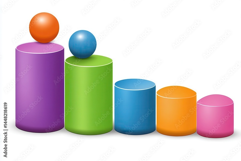 Colorful cylindrical shapes representing data visualization in a modern design context Colorful cylindrical shapes representing data visualization in a modern design context
