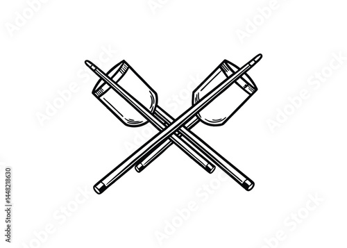 Silhouette of metal drumsticks isolated on a white background