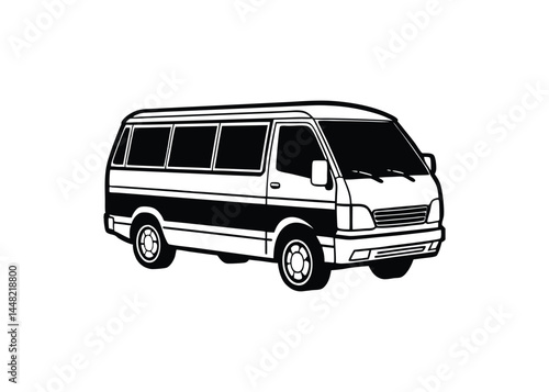 Silhouette of minibus isolated on a white background