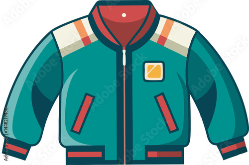 A sleek vector illustration of a classic bomber jacket, showcasing intricate design, clean lines, and a modern, stylish, and trendy appearance.