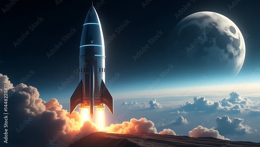 Obraz premium Rocket Going to Space