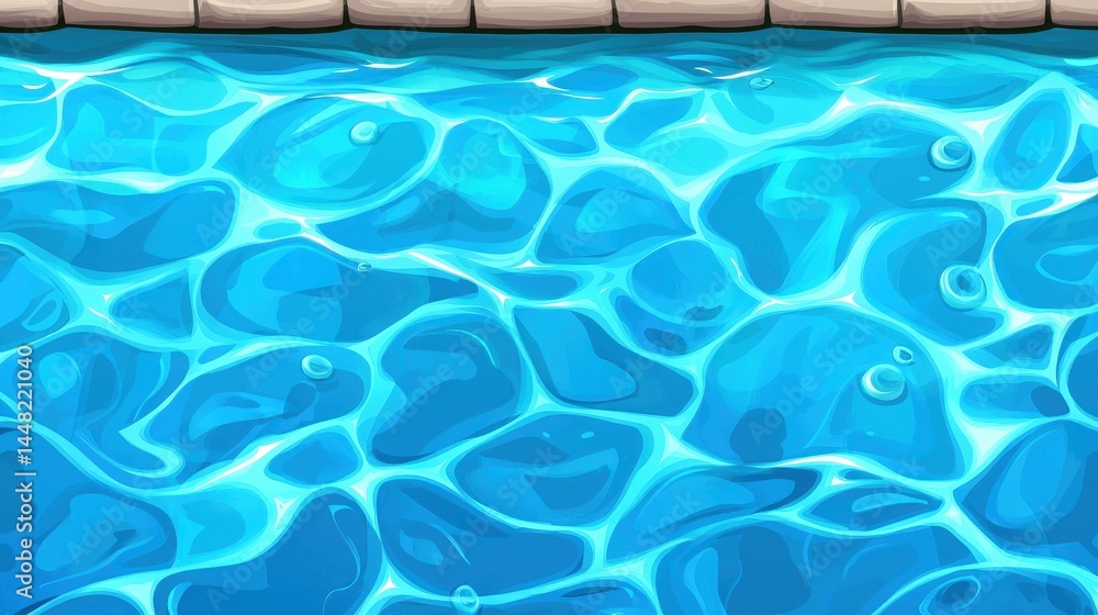 Obraz premium A swimming pool with clear blue water reflecting sunlight near a tiled edge.