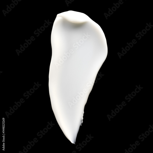 White cosmetic cream texture, skincare lotion swatch on black background. Face creme, body moisturiser, hair conditioner smear smudge stroke. Creamy beauty product closeup