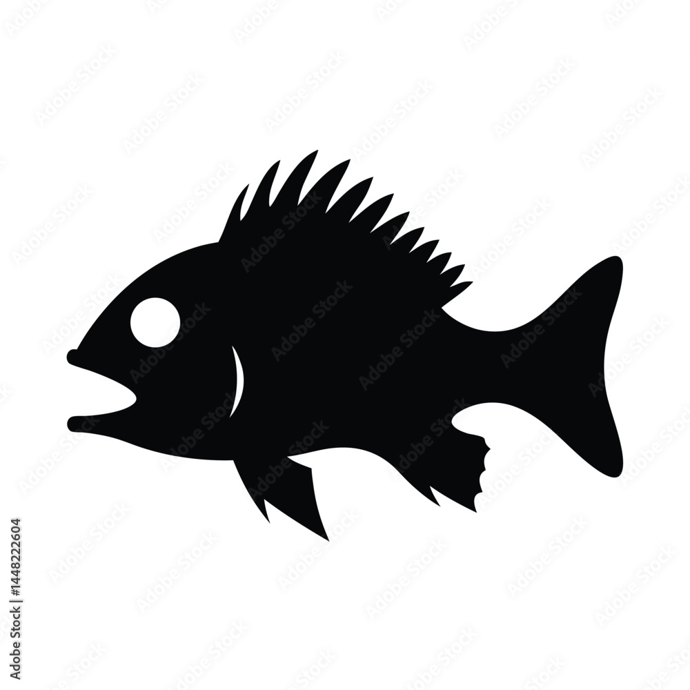 Obraz premium Silhouette of a Crappie fish swimming in profile