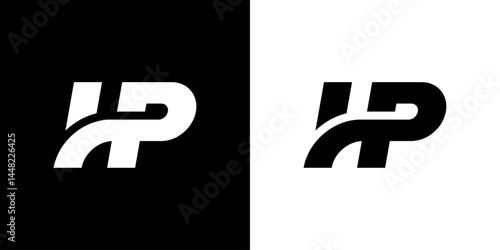 Modern minimalist letters HP monogram vector H P logo design