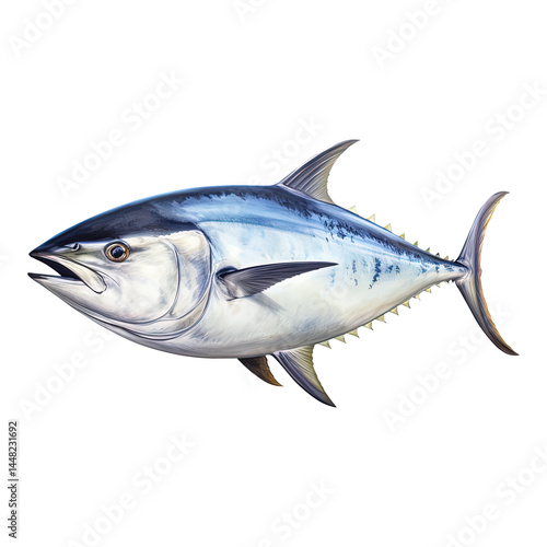 tuna fish isolated on transparent white background, clipping path