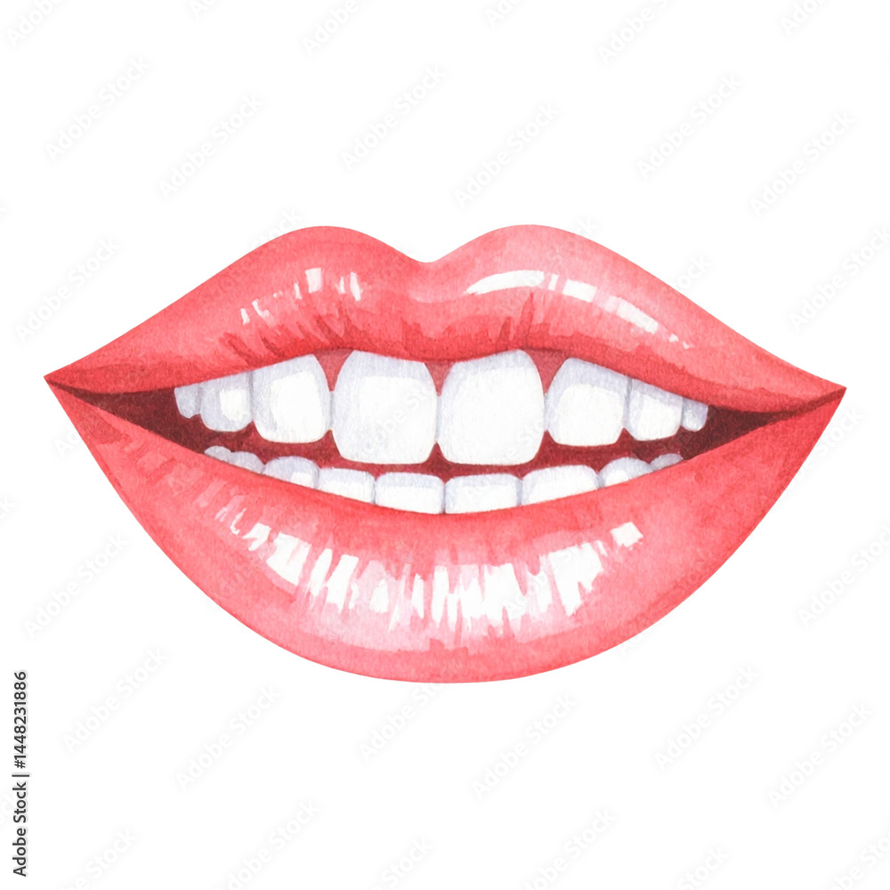 Watercolor Illustration of a Human Mouth, Isolated on Transparent Background Watercolor Illustration of a Human Mouth, Isolated on Transparent Background