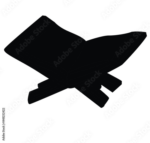 Cute cartoon hand drawn vector Quran book silhouette.