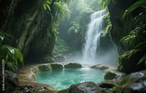 Mystical crystal cave with bioluminescent glow, glowing minerals, sacred subterranean sanctuary, enchanted underground world with spiritual and ancient energy