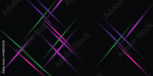 Neon light laser lines vector set isolated on black. Colorful abstract electric rays and fluorescent LED lights.