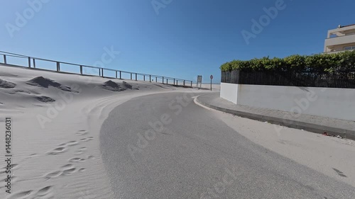 Sunny Streets by the Ocean in Costa Nova, Portugal – Coastal Village Atmosphere

