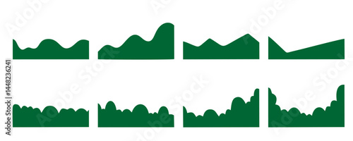 Abstract Design Element for Top and Bottom Web Page. Divider Shape for Website Set. Wave Shape, Curve Line, Drops Separator Effects Collection For Banner, Poster, App