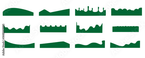 Abstract Design Element for Top and Bottom Web Page. Divider Shape for Website Set. Wave Shape, Curve Line, Drops Separator Effects Collection For Banner, Poster, App