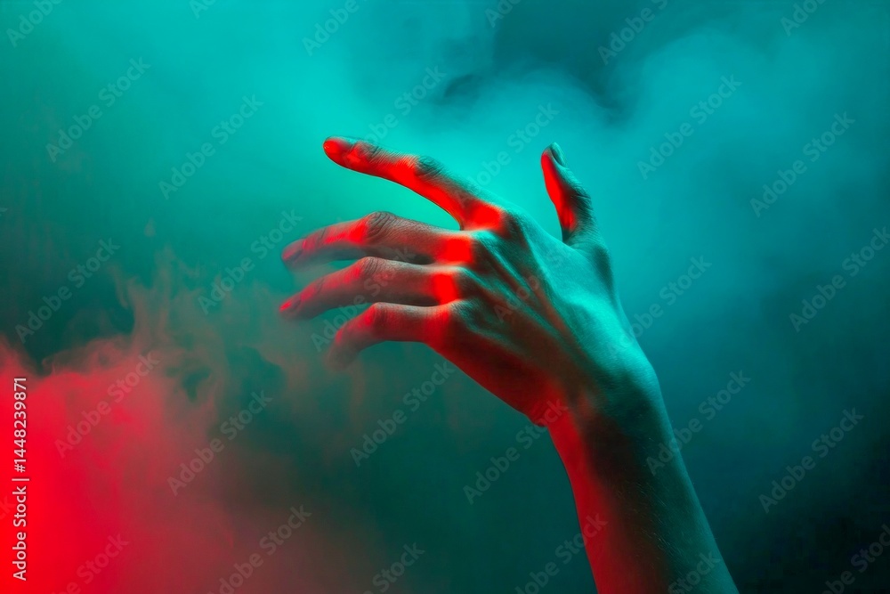 Metaphorical finger pain feelings of a disorder and suffering. Pain of disorder - finger pain: abstract image of human state. Emotional suffering. Pain expression. Despair and agony.