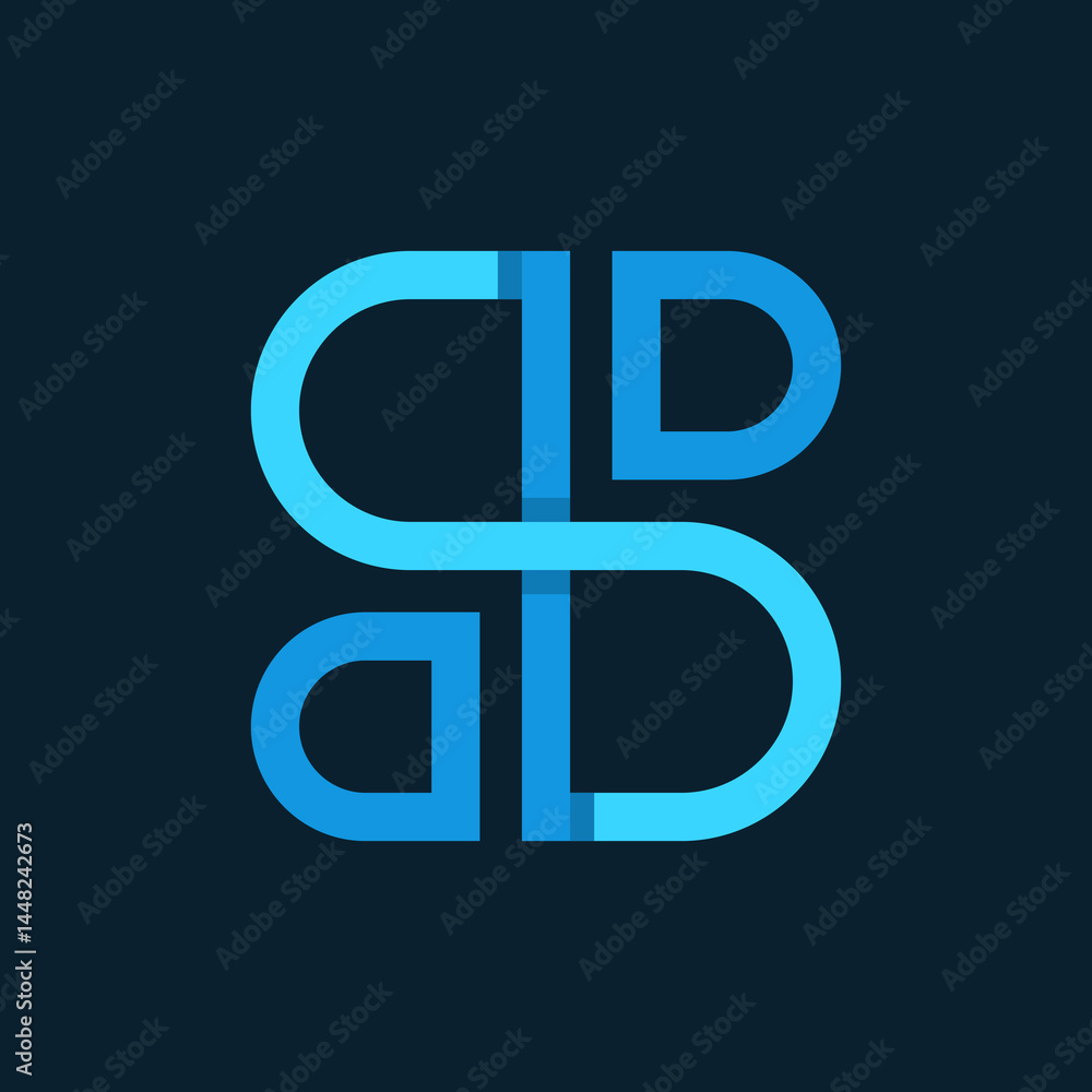 Obraz premium Modern Blue Interlocking BB Initials Logo