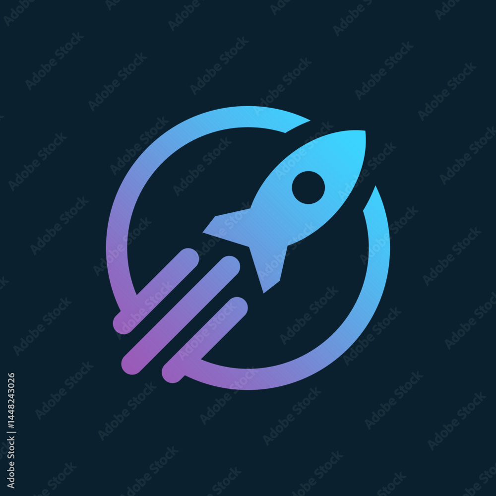 Fototapeta premium Unique Speed Icon with Abstract Rocket and Circular Motion