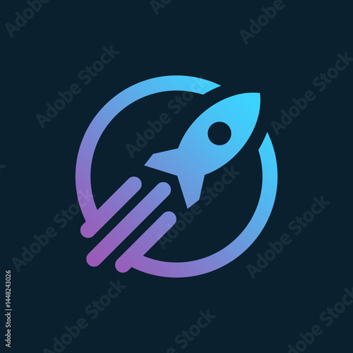 Unique Speed Icon with Abstract Rocket and Circular Motion