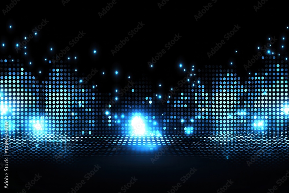 Digital abstract background with glowing blue dots creating a vibrant visual effect Digital abstract background with glowing blue dots creating a vibrant visual effect
