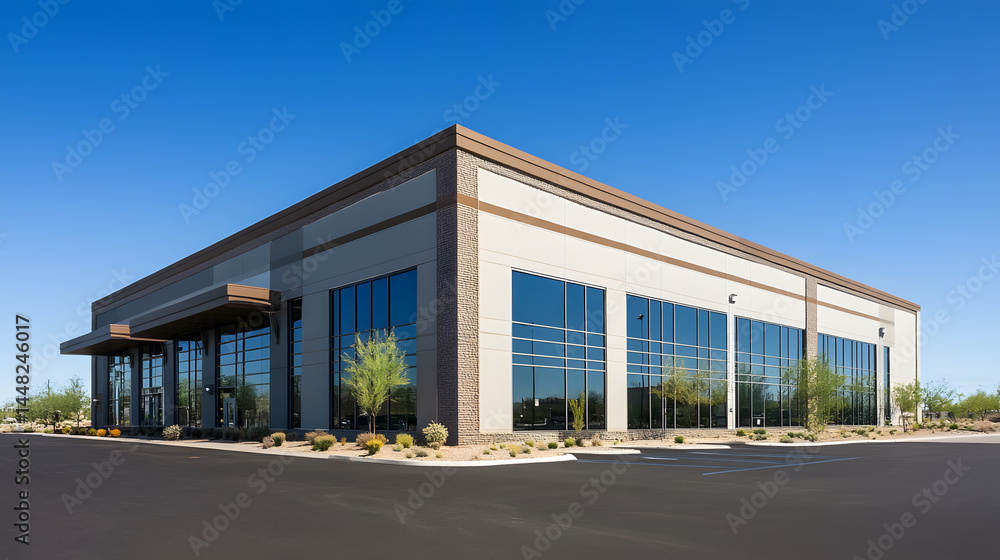 exterior of commercial building with clear sky, exterior of commercial building with clear sky,