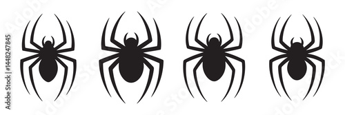 Black spider silhouette icon. Dangerous insect. Vector illustration eps 10