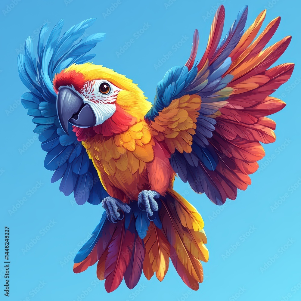 Obraz premium A colorful blue and yellow macaw, also known as a blue and gold macaw ara, is a bright tropical parrot with a strong beak and vibrant feathers