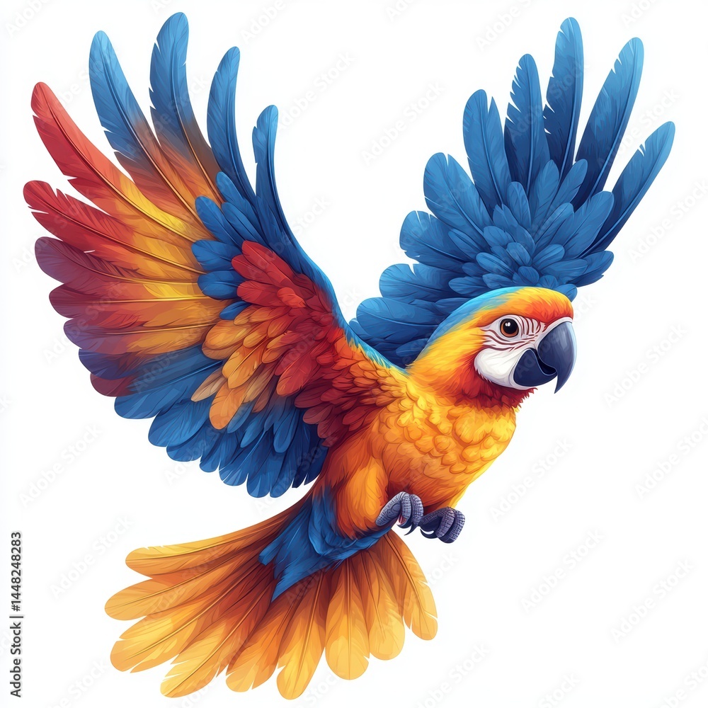 Obraz premium A colorful blue and yellow macaw, also known as a blue and gold macaw ara, is a bright tropical parrot with a strong beak and vibrant feathers