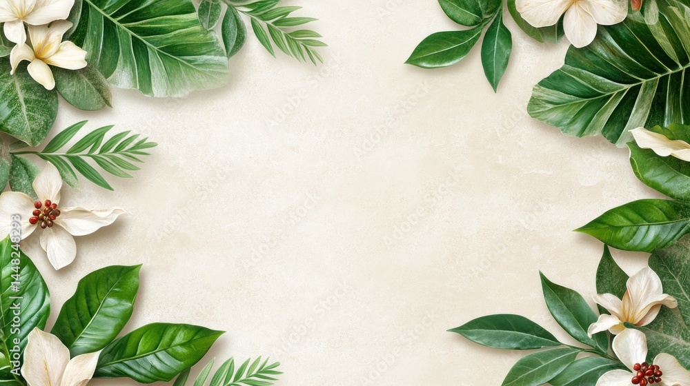 Elegant Tropical Floral Frame: A Luxurious Botanical Design Elegant Tropical Floral Frame: A Luxurious Botanical Design